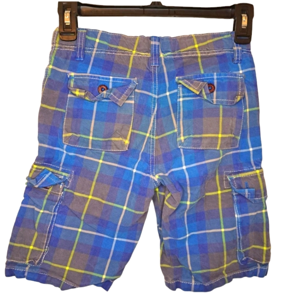 Mini Boden Blue Plaid Cargo Shorts Size 9 - Picture 2 of 5
